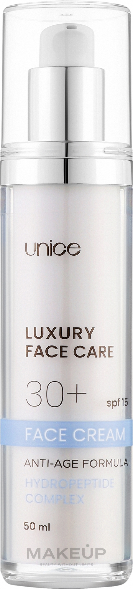 Зволожувальний крем для обличчя з ефектом ліфтингу - Unice Hydropeptide Face Cream SPF15 — фото 50ml