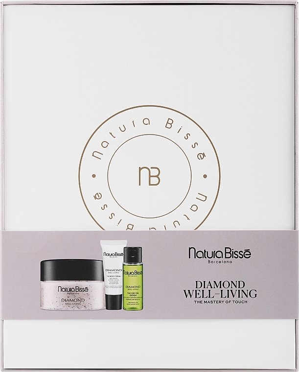 Набор - Natura Bisse Diamond Well-Living (b/cr/20ml + dry b/oil/30ml + b/scr/200ml) — фото N1