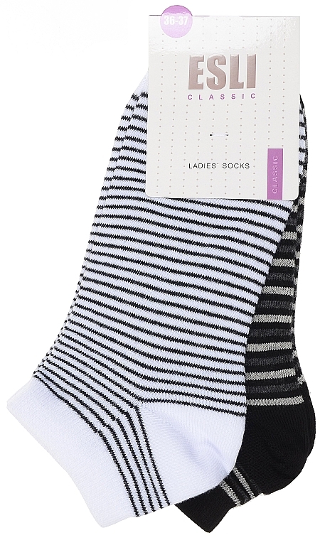 Носки для женщин "Classic" 2пары, в полоску, черные и белые - Esli