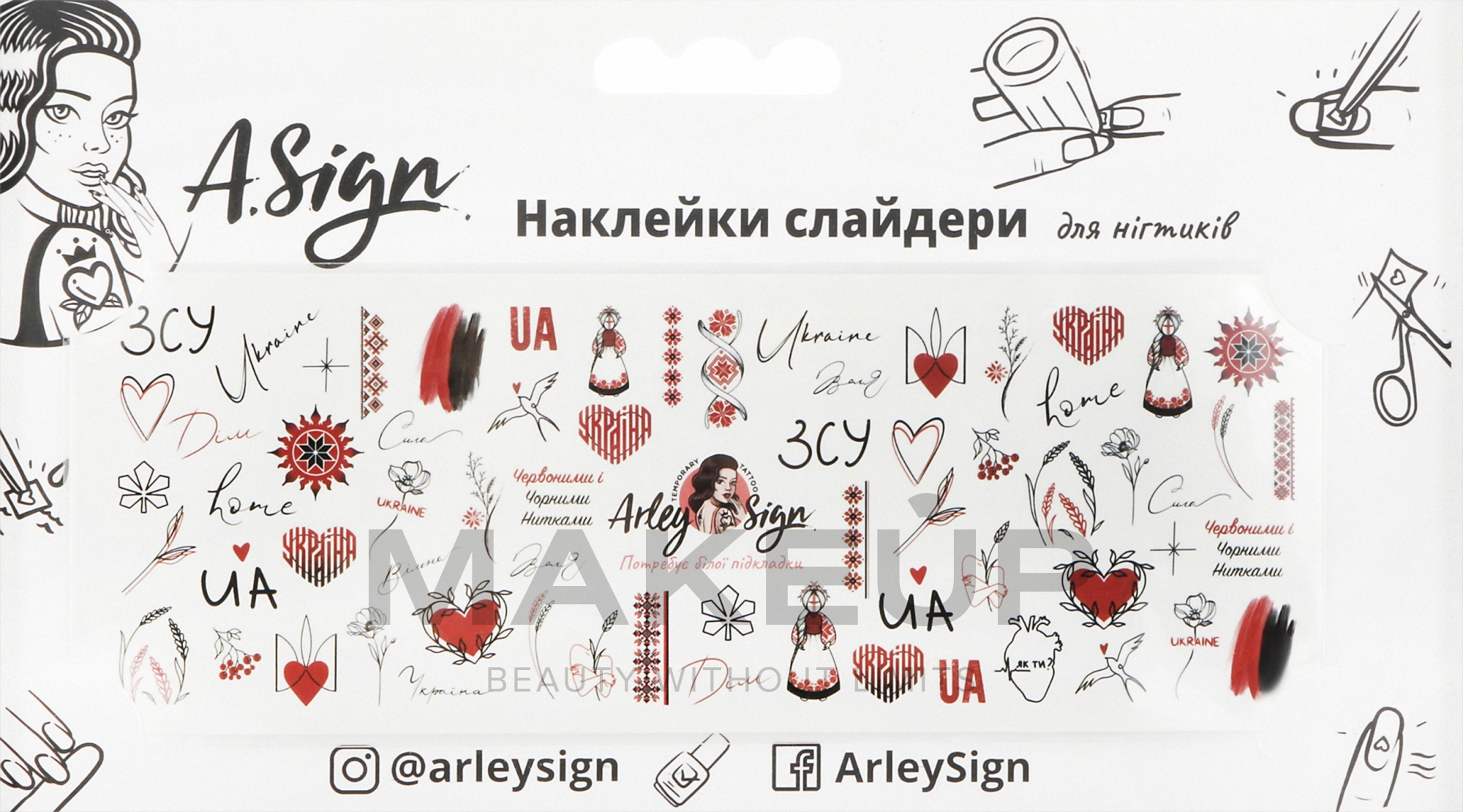 Наклейка-слайдер для нігтів "Червоними і чорними" - Arley Sign — фото 3g