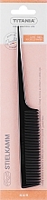 Расческа-планка с пластиковой ручкой 20,5 см, черный - Titania — фото N1
