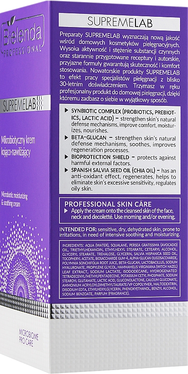 Успокаивающий и увлажняющий крем для лица - Bielenda Professional SupremeLab Microbiotic Moisturizing & Soothing Cream — фото N3