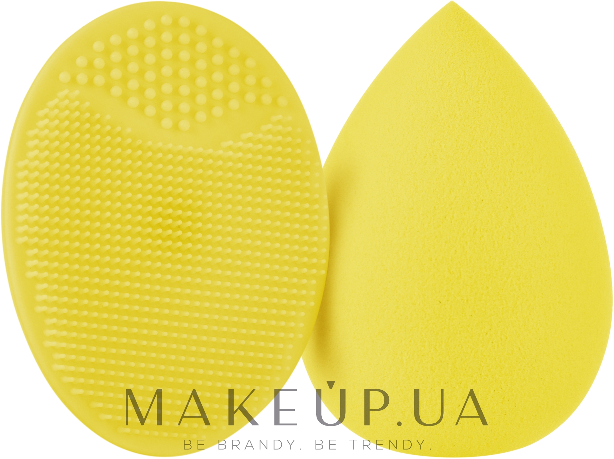 Набор спонжей для макияжа и умывания, 2 в 1, PF-52, желтый + желтый - Puffic Fashion — фото 2шт