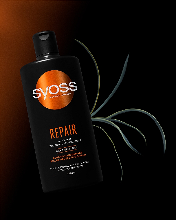 Шампунь з водоростями вакаме для сухого й пошкодженого волосся - Syoss Repair Shampoo — фото N4