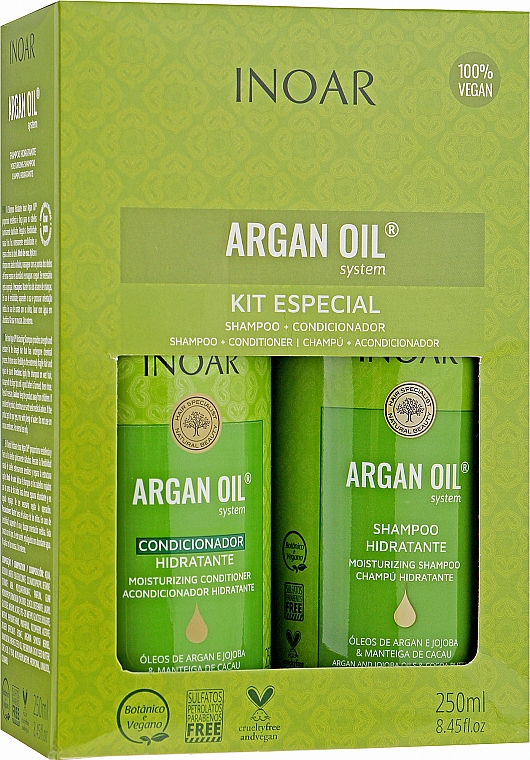 Набор для жирных волос - Inoar Argan Oil Kit (shm/250ml + conditioner/250ml) — фото N1