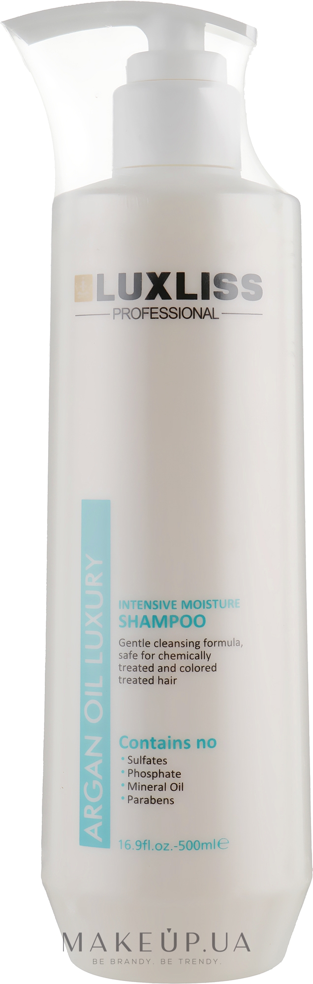 Увлажняющий аргановый шампунь - Luxliss Intensive Moisture Shampoo — фото 500ml
