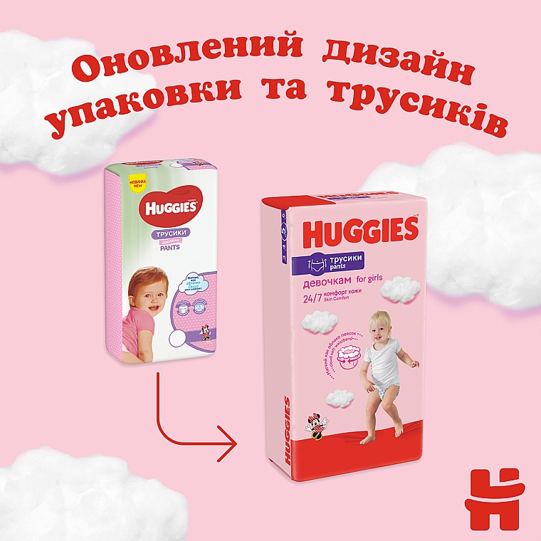 Подгузники-трусики Pants, для девочки 5 (12-17 кг), 104 шт - Huggies — фото N3