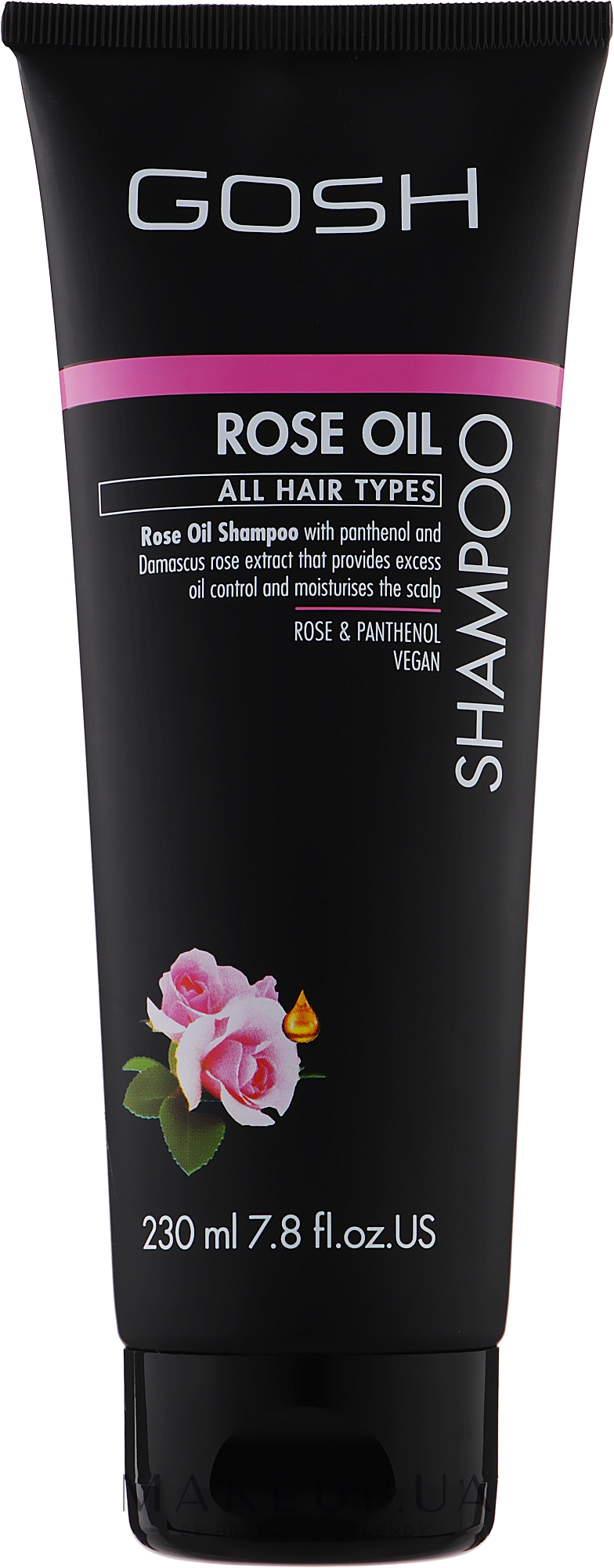 Шампунь для волос с розовым маслом - Gosh Copenhagen Rose Oil Shampoo — фото 230ml