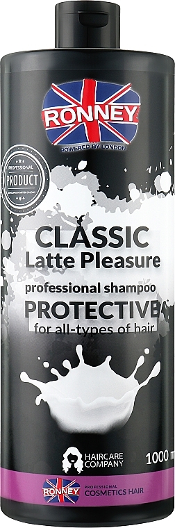 Шампунь з протеїном для всіх типів волосся - Ronney Classic Latte Pleasure Protective Shampoo — фото N1