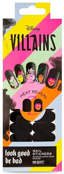 Наклейки для нігтів - Mad Beauty Disney Pop Villains Heat Reveal Nail Sitckers — фото N1