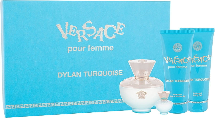 Versace Dylan Turquoise pour Femme - Набір (edt/50ml + edt/5ml + b/gel/50ml + sh/gel/50ml) — фото N1