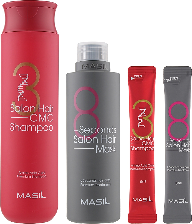 Набір - Masil 8 Seconds Salon Hair Set (mask/200ml + mask/8ml + shm/300ml + shm/8ml ) — фото N2