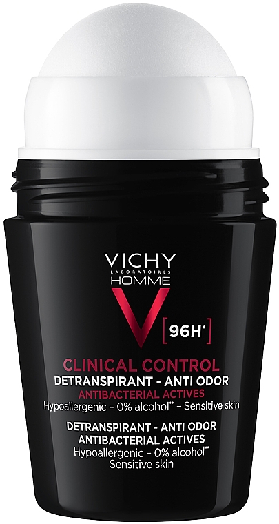 Кульковий антиперспірант для чоловіків проти надмірного потовиділення та запаху, 96 годин захисту - Vichy Homme Clinical Control Deperspirant 96h — фото N2