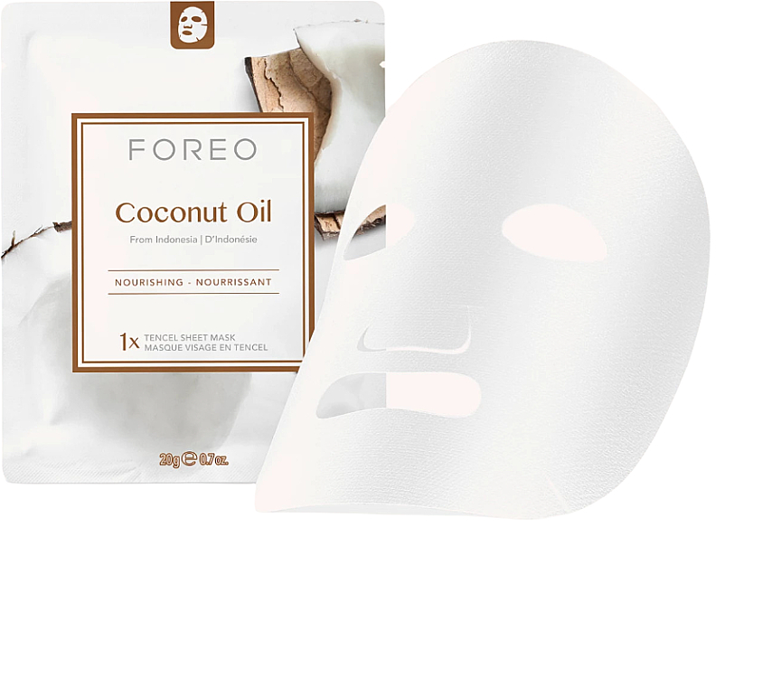 Тканинна смарт-маска для зневодненої шкіри - Foreo Coconut Oil Sheet Mask — фото N1