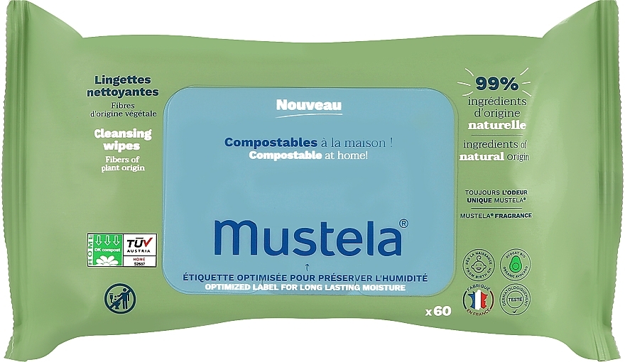 Очищающие салфетки для детей - Mustela Compostable Cleaning Wipes With Fragrance — фото N1