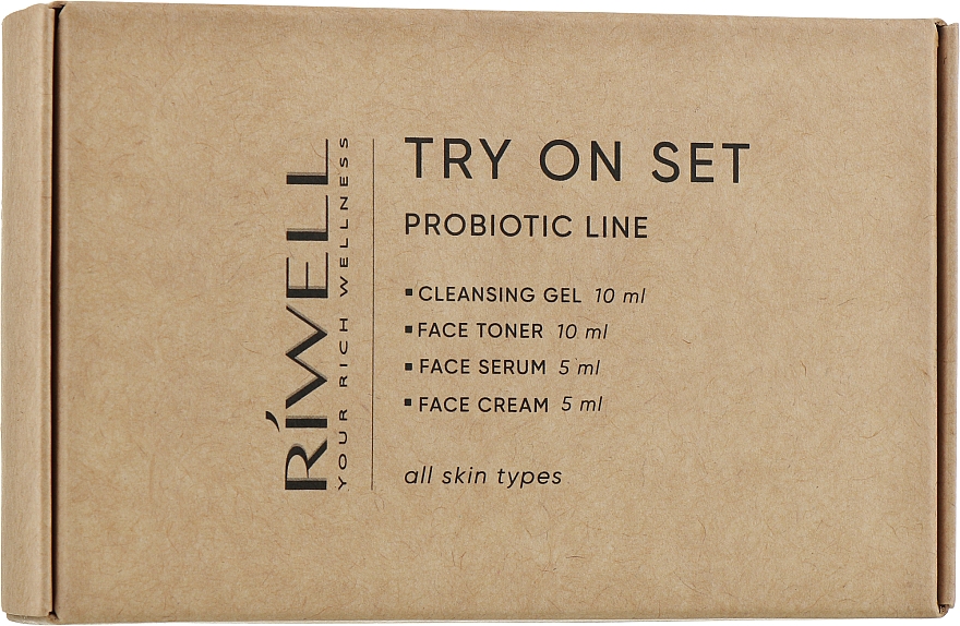 Набор пробников с пробиотиками - Riwell Probiotic Line Try On Set (f/wash gel/10ml + f/ton/10ml + f/ser/5ml + f/cr/5ml)