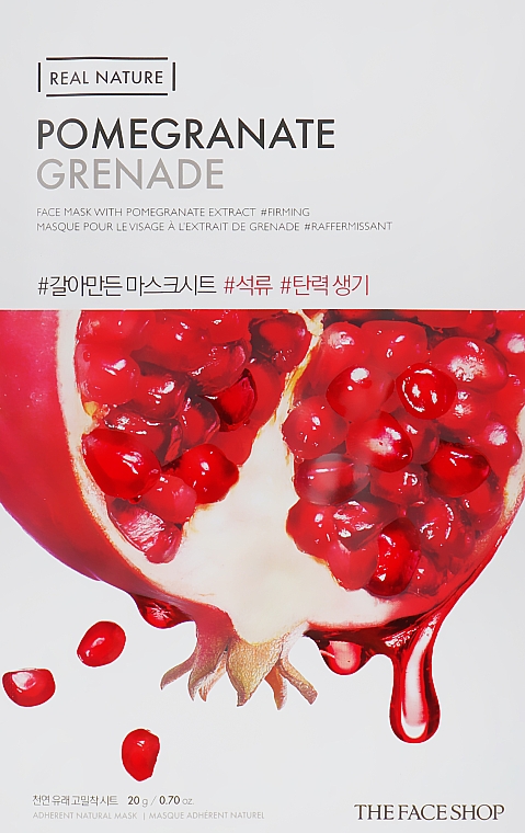 Маска-салфетка для лица c гранатовым экстрактом - The Face Shop Real Nature Mask Sheet Pomegranate