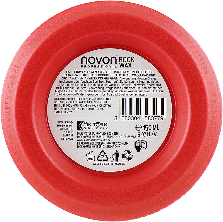 Віск для волосся ультрасильної фіксації - Novon Professional Rock Wax Ultra Strong Hold — фото N4