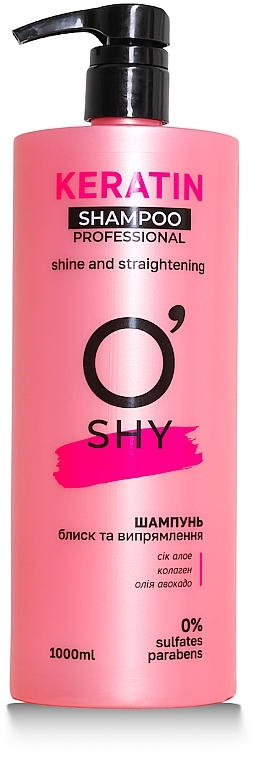 Шампунь "Блиск і випрямлення волосся" - O'Shy Keratin Professional Shampoo — фото N1