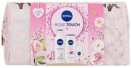 Парфумерія, косметика Набір - NIVEA Rose Touch (lip/balm/4.8g + sh/gel/250ml + deo/50ml + lot/400 + bag)