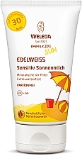 Сонцезахисне молочко для чутливої шкіри - Weleda Edelweiss Baby&Kids Sun SPF 30 — фото N1