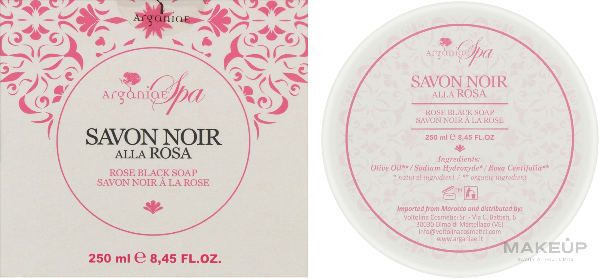 УЦЕНКА Натуральное черное оливковое мыло "Роза" - Arganiae Spa Savon Noir Rose * — фото 250g