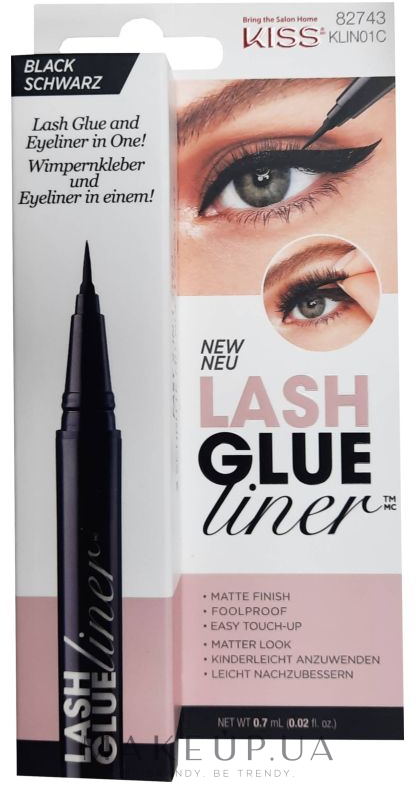 Подводка и клей для накладных ресниц 2 в 1 - Kiss Lash Glue Liner  — фото Black