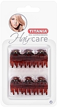 Парфумерія, косметика Крабики для волосся пластмасові, маленькі, 6 шт., 2 см, коричневі - Titania