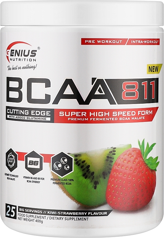 Комплекс амінокислот "BCAA 8:1:1", ківі-полуниця - Genius Nutrition BCAA811 Kiwi-Strawberry — фото N1