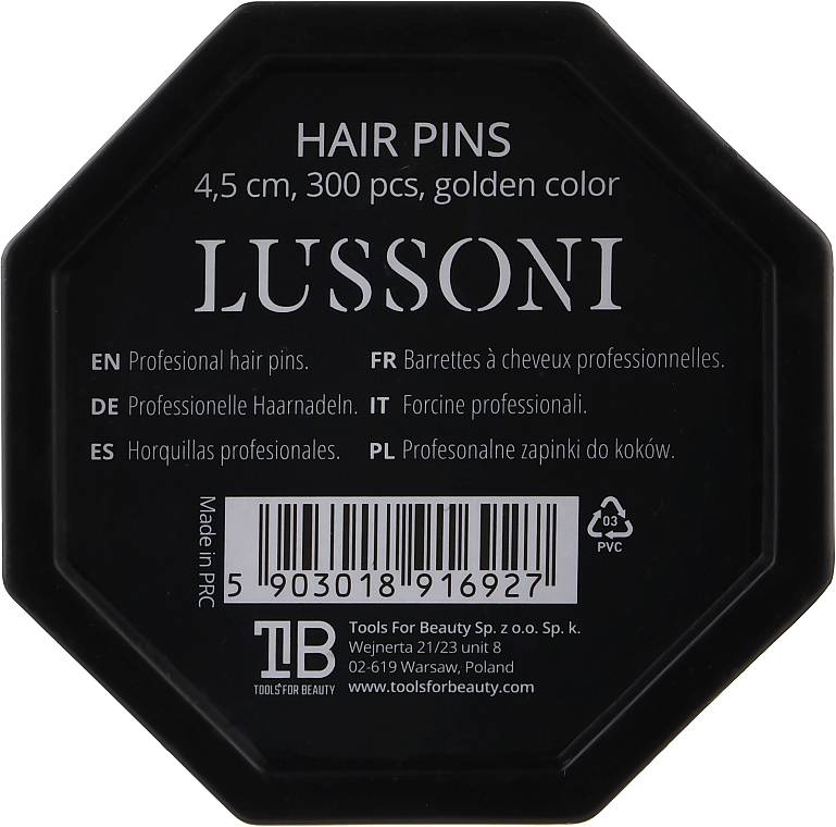 Шпильки прямые, золотистые - Lussoni Hair Pins 4.5 cm — фото N2