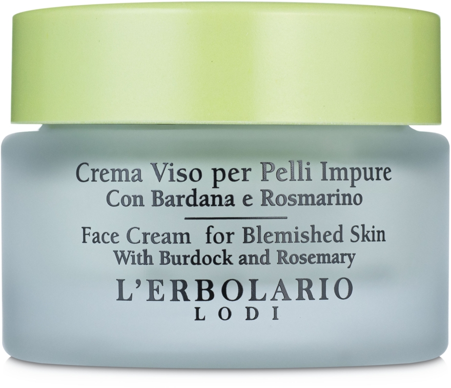 Крем для проблемної шкіри обличчя з розмарином і реп'яхом - l'erbolario Crema Viso per Pelli Impure