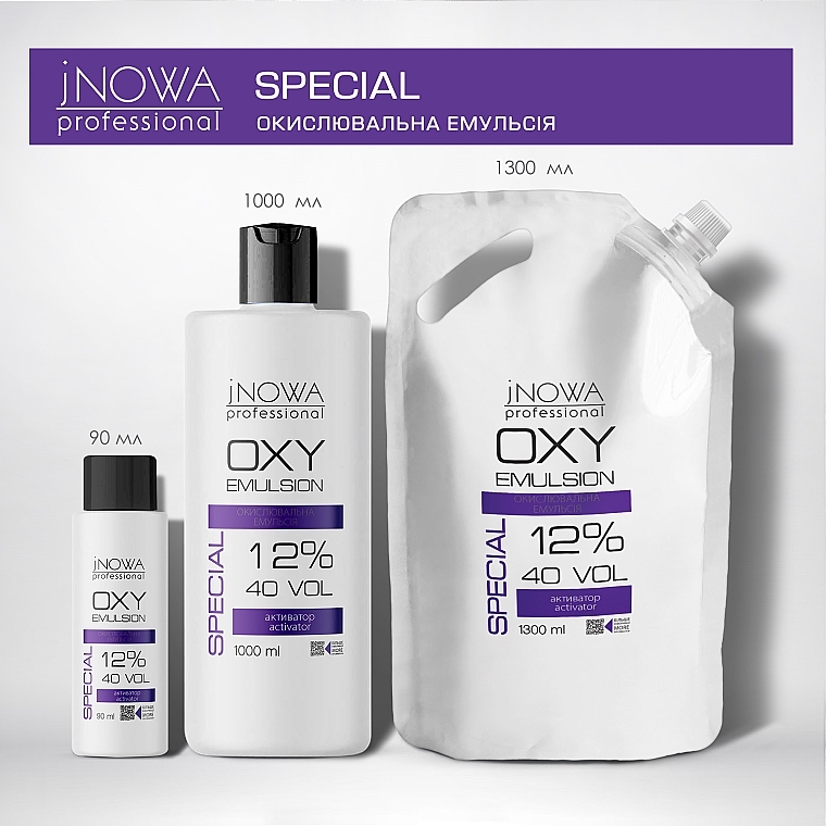 Окислювальна емульсія 12% - jNOWA Professional OXY Emulsion Special 40 vol (дой-пак) — фото N4