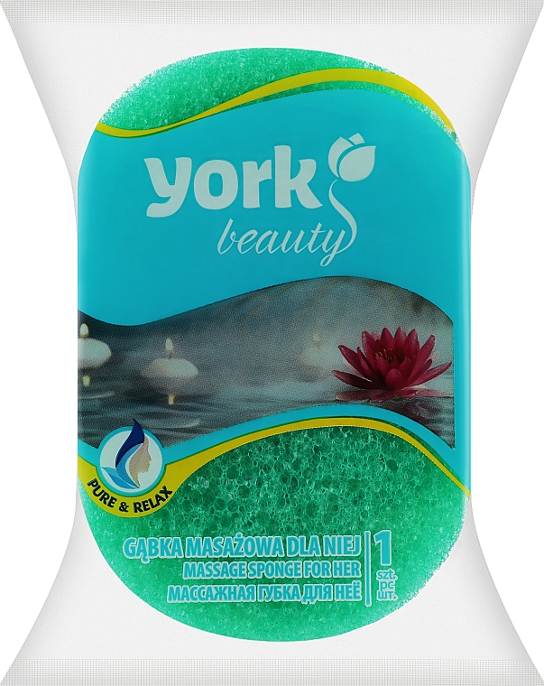 Губка для ванны и массажа "Для неё", зеленая - York