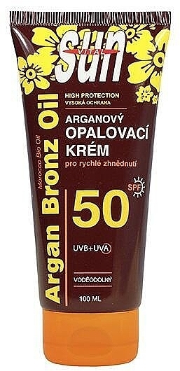 Сонцезахисний крем для тіла - Vivaco Sun Argan Bronz Oil Tanning Cream SPF50 — фото N1