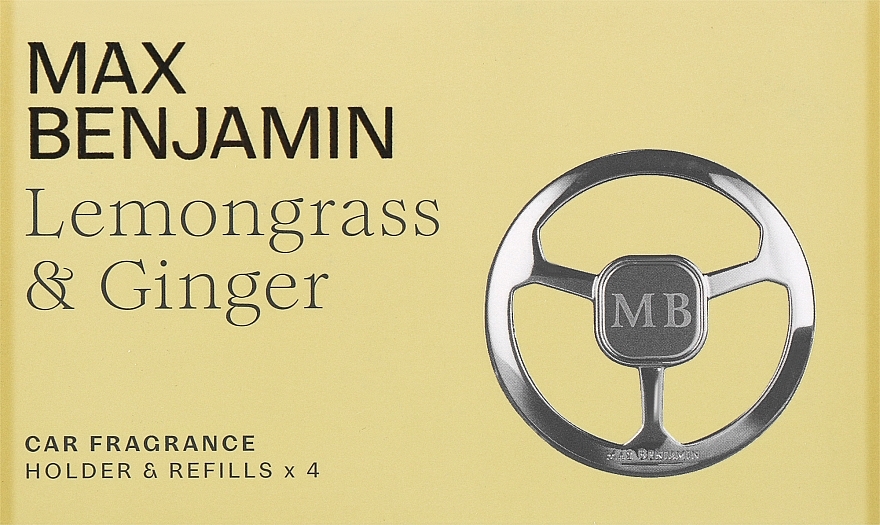 Набір - Max Benjamin Car Fragrance Lemongrass & Ginger Gift Set (dispenser + refill/4pcs) — фото N1