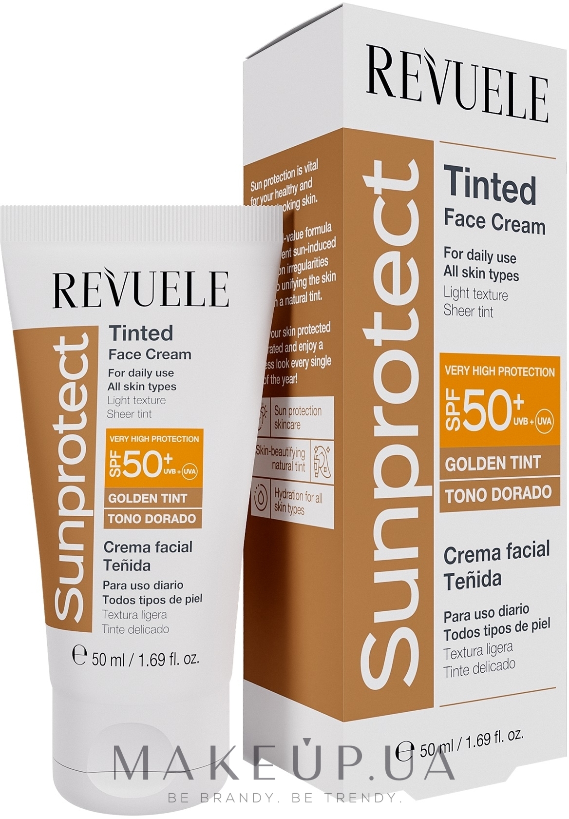 Крем для лица тонирующий - Revuele Sunprotect Tinted Face Cream SPF50+ — фото Golden