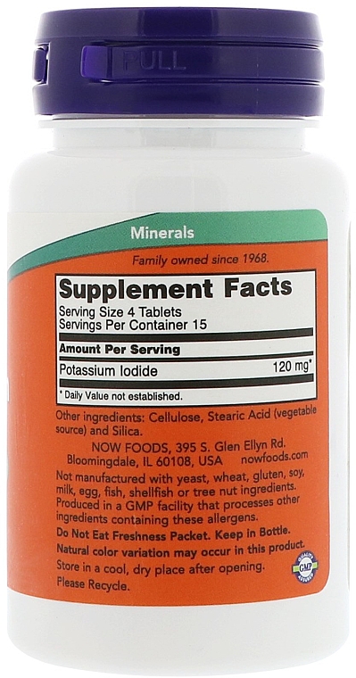 Йодид калію, 30 мг - Now Foods Potassium Iodide — фото N3