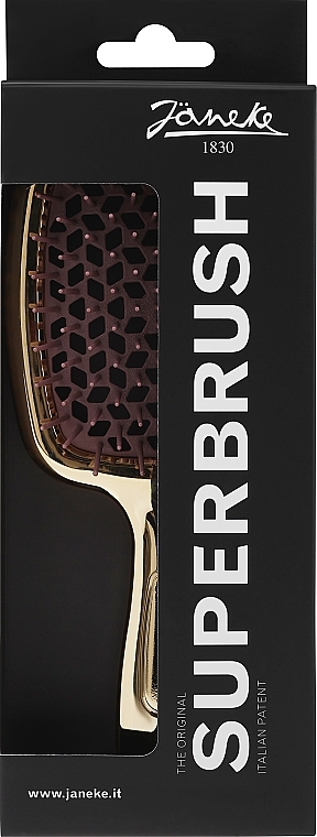 Расческа для волос лимитированная линейка, золото с черным - Janeke Superbrush Limited — фото N2