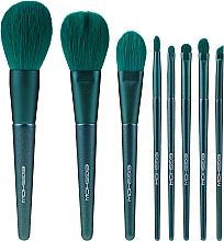 Парфумерія, косметика Набір пензлів для макіяжу, 8 шт. - Eigshow Beauty Jade Green Brush Kit With Bag