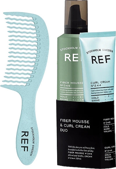 Набор - REF Fiber Mouse & Curl Cream Duo (h/mousse/250ml + h/cr/150ml + comb) — фото N1