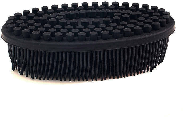 Антибактеріальна силіконова мочалка для душу, 12 см, чорна - BlackShade — фото N1