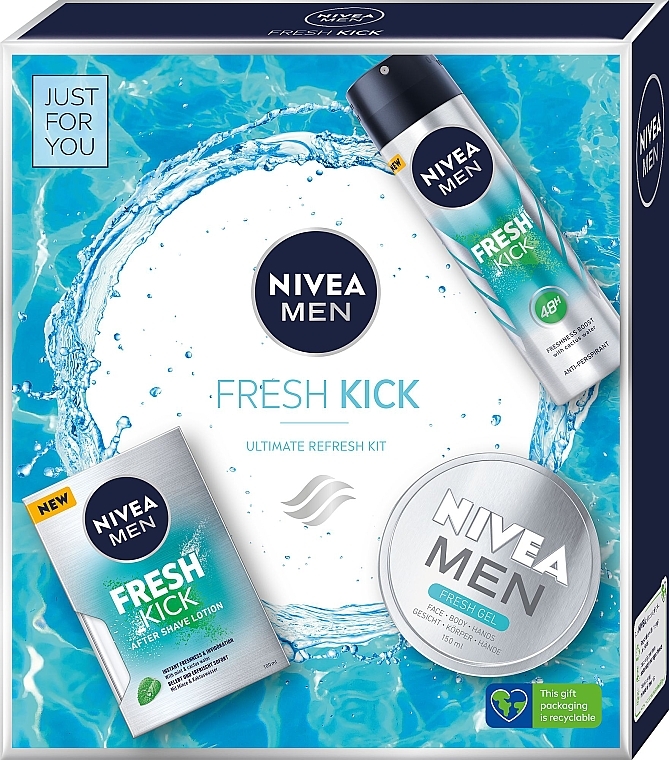 Набір - NIVEA MEN Fresh Kick Ultimate Refresh (ash/lot/100ml + deo/150ml + gel/150ml) — фото N1