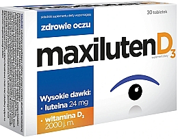 Парфумерія, косметика Харчова добавка в таблетках - Aflofarm Maxiluten D3