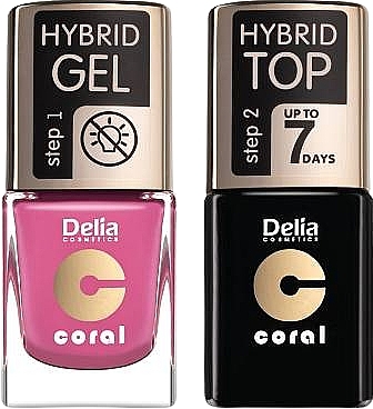 Набор - Delia Cosmetics Hybrid Gel Set (nail/gel/11ml + top/gel/11ml) — фото N1