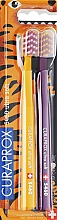 Парфумерія, косметика Набір зубних щіток "Tiger Edition", 2 шт., жовта + фіолетова - Curaprox Ultra Soft CS 5460