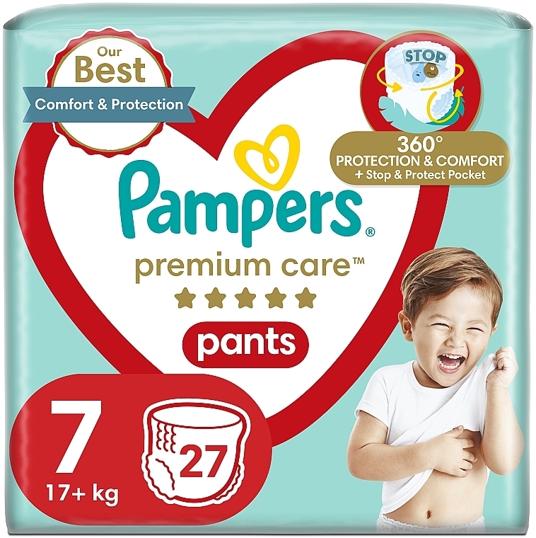 Подгузники-трусики Premium Care Pants, размер 7, 17+ кг, 27 шт. - Pampers — фото N1