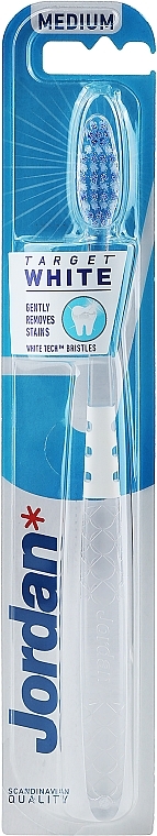 Зубна щітка середньої жорсткості, біла з лусочками - Jordan Target White — фото N1