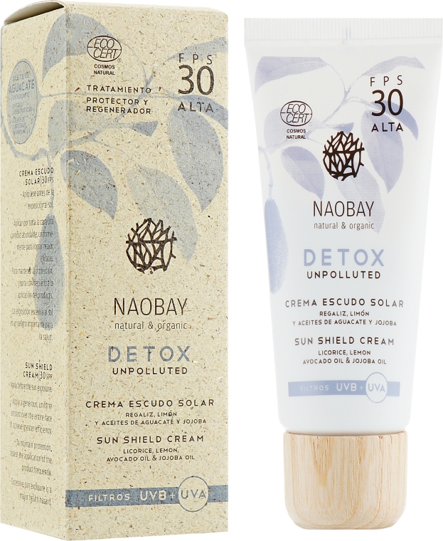 Сонцезахисний крем для обличчя - Naobay Detox Sun Shield Cream SPF 30 — фото N1