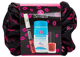 Духи, Парфюмерия, косметика Набор - Dermacol Sexy Look (lip/colour/3ml + remover/120ml + nail/polish/12ml + bag)