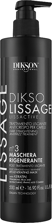 Відновлювальна маска для волосся №3 - Dikson Diksolissage Lissactive Hair Straightening Treatment Regenerating Mask — фото N1